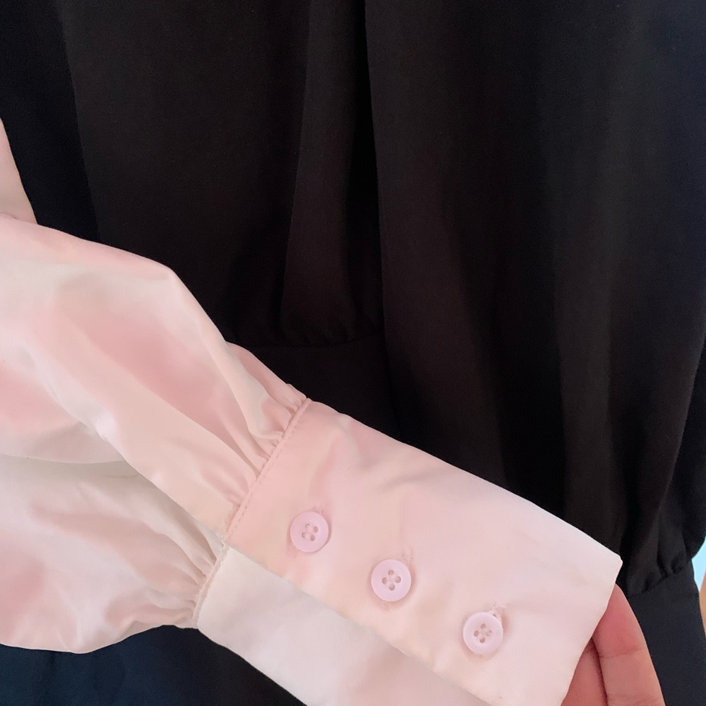 MONOCHROME CONTRAST DETAIL LONG SLEEVE SHIRT DRESS - Picture 6 of 7